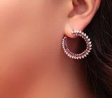 Эффектные серебряные серьги с рубинами Серебро 925