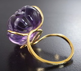 Золотое кольцо с крупным резным аметистом 36,1 карата Золото