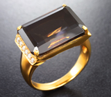 Классическое золотое кольцо с дымчатым кварцем 8,29 карата и бриллиантами