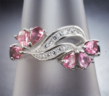 Чудесный серебряный комплект с розовыми турмалинами Серебро 925