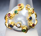 Комплект с жемчугом барокко 35,89 карата, цаворитами и разноцветными сапфирами