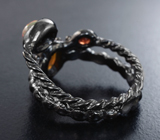 Серебряное кольцо с кристаллическими эфиопскими опалами и сапфирами