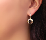 Серебряные серьги с дымчатым кварцем и перидотами Серебро 925