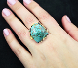 Серебряное кольцо с бирюзой, бесцветными топазами, перидотами и синими сапфирами Серебро 925