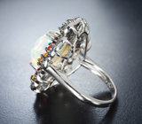 Серебряное кольцо с кристаллическим эфиопским опалом 7,33 карата и разноцветными сапфирами Серебро 925