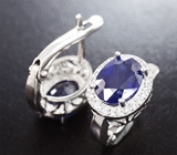 Серебряные серьги с насыщенно-синими сапфирами Серебро 925