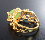 Золотое кольцо с ограненным эфиопским опалом 3,72 карата и бриллиантами
