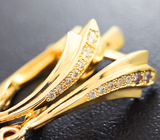 Золотые серьги с крупными уральскими александритами 6,44 карата, изумрудами и бриллиантами Золото