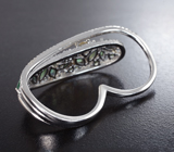 Серебряное кольцо на два пальца с изумрудами, желтым сапфиром и цаворитами Серебро 925