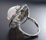 Серебряное кольцо c кристаллическим эфиопским опалом 10,43 карата, цитринами, разноцветными турмалинами и сапфирами