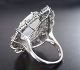 Серебряное кольцо с кристаллическими эфиопскими опалами 11,03 карата и васильковыми сапфирами бриллиантовой огранки Серебро 925