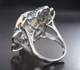 Серебряное кольцо с эфиопским опалом 6,92 карата, изумрудами и оранжевыми сапфирами бриллиантовой огранки Серебро 925