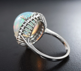 Серебряное кольцо с кристаллическим эфиопским опалом 13,53 карата и 32 бриллиантами 0,41 карата Серебро 925