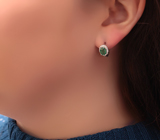 Изящные серебряные серьги с изумрудами Серебро 925