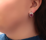 Чудесные серебряные серьги с рубинами Серебро 925