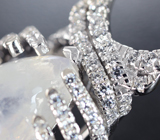 Оригинальные серебряные серьги с лунным камнем Серебро 925