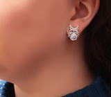 Оригинальные серебряные серьги с лунным камнем Серебро 925