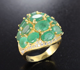 Превосходное серебряное кольцо с изумрудами Серебро 925