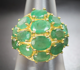 Превосходное серебряное кольцо с изумрудами Серебро 925