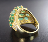 Превосходное серебряное кольцо с изумрудами Серебро 925