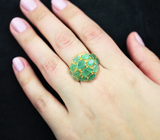 Превосходное серебряное кольцо с изумрудами Серебро 925
