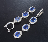 Великолепные серебряные серьги с васильковыми кианитами Серебро 925