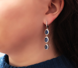 Великолепные серебряные серьги с васильковыми кианитами Серебро 925