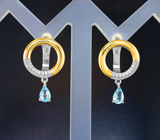 Прелестные серебряные серьги с голубыми топазами Серебро 925