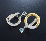 Прелестные серебряные серьги с голубыми топазами Серебро 925