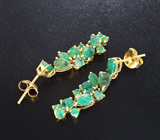 Элегантные серебряные серьги с изумрудами Серебро 925