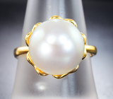 Золотое кольцо с морской жемчужиной топового люстра 9,49 карата