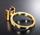 Золотое кольцо с ярким рубином 3,38 карата и бесцветными цирконами Золото