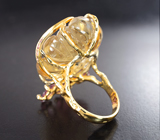 Массивное контрастное золотое кольцо с резным цитрином 38,72 карата и турмалинами