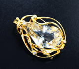 Золотой кулон с гелиодором авторской огранки 8,56 карата и бриллиантами