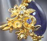 Массивное золотое кольцо с крупным танзанитом 17,36 карата и бриллиантами