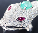 Великолепные серебряные серьги «Змейки» с изумрудами Серебро 925