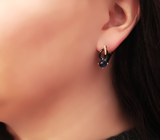 Черненые серебряные серьги с синими сапфирами Серебро 925