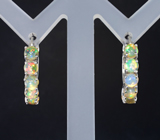 Стильные серебряные серьги с кристаллическими эфиопскими опалами Серебро 925