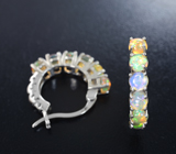 Стильные серебряные серьги с кристаллическими эфиопскими опалами Серебро 925