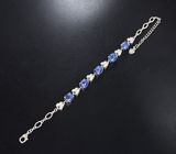 Прелестный серебряный браслет с синими сапфирами Серебро 925