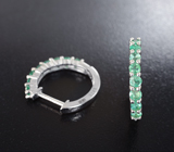 Замечательные серебряные серьги с яркими изумрудами Серебро 925