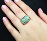 Широкое серебряное кольцо с изумрудами и черными шпинелями Серебро 925