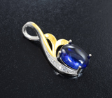 Чудесный серебряный кулон с синим сапфиром Серебро 925