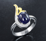 Чудесное серебряное кольцо с синим сапфиром Серебро 925