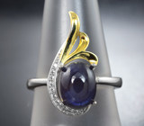 Чудесное серебряное кольцо с синим сапфиром Серебро 925