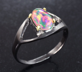 Серебряное кольцо с кристаллическим черным опалом Серебро 925