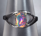 Серебряное кольцо с кристаллическим черным опалом Серебро 925