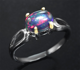 Серебряное кольцо с кристаллическим черным опалом Серебро 925