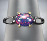 Серебряное кольцо с кристаллическим черным опалом Серебро 925