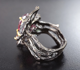 Серебряное кольцо с рубином и разноцветными турмалинами Серебро 925